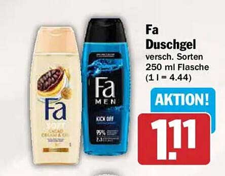 Fa Duschgel versch. Sorten 250 ml Flasche (1 l = 4.44)