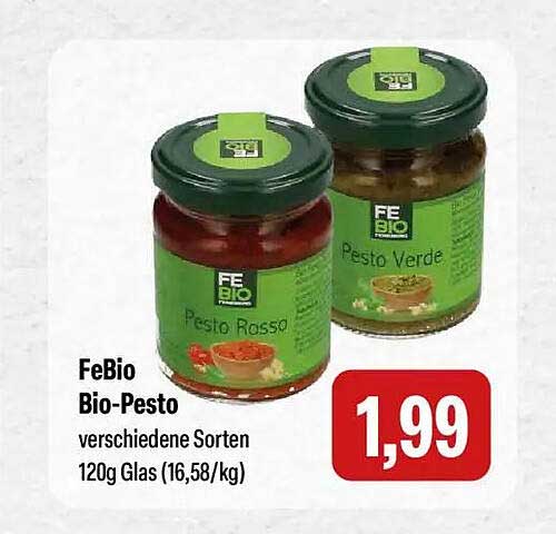 FeBio Bio-Pesto verschiedene Sorten 120g Glas (16,58/kg)