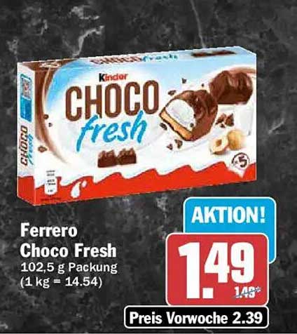 Ferrero Choco Fresh 102,5 g Packung (1 kg = 14.54)