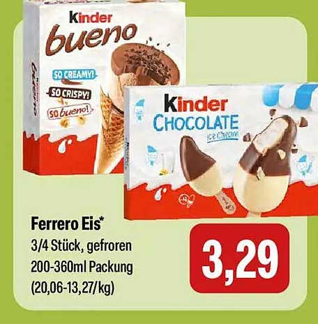 Ferrero Eis* 3/4 Stück, gefroren 200-360ml Packung (20,06-13,27/kg)