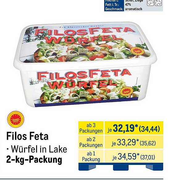 Filos Feta • Würfel in Lake 2-kg-Packung