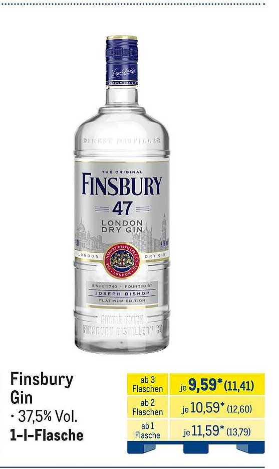 Finsbury Gin • 37,5% Vol. 1-l-Flasche