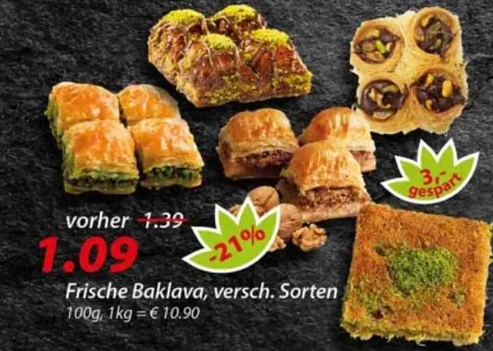 Frische Baklava, versch. Sorten