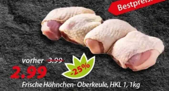 Frische Hähnchen- Oberkeule, HKL 1, 1kg