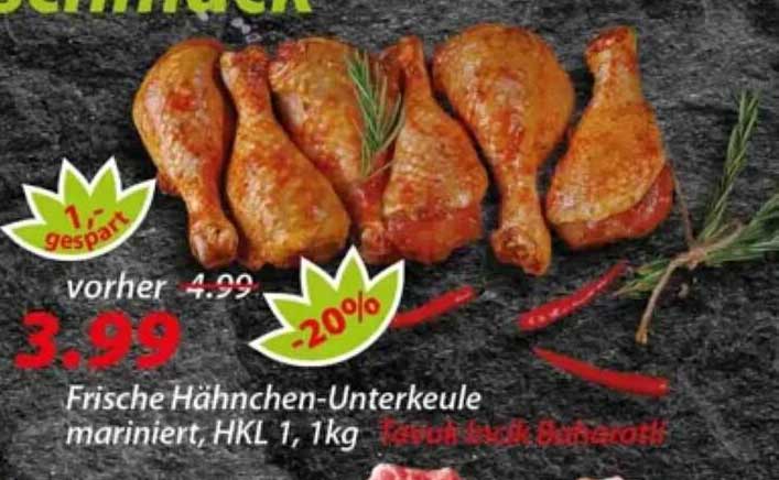 Frische Hähnchen-Unterkeule mariniert, HKL 1, 1kg