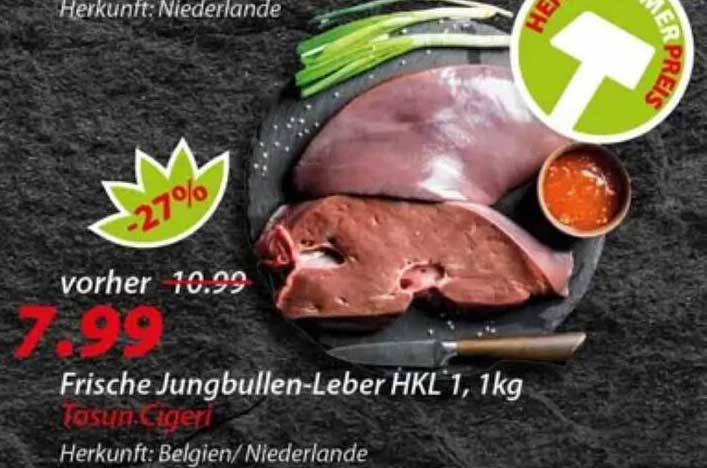 Frische Jungbullen-Leber HKL 1,1kg