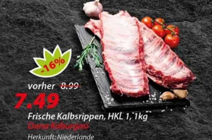Frische Kalbsrippen, HKL 1, 1 kg