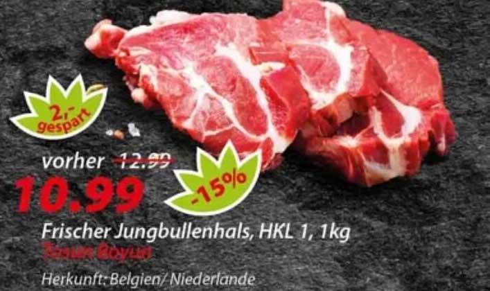 Frischer Jungbullenhals, HKL 1, 1kg