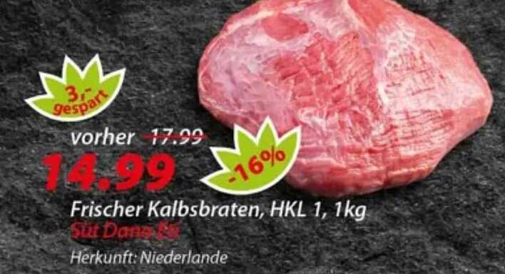 Frischer Kalbsbraten, HKL 1, 1kg