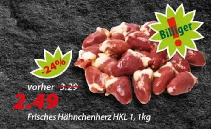 Frisches Hähnchenherz HKL 1,1kg