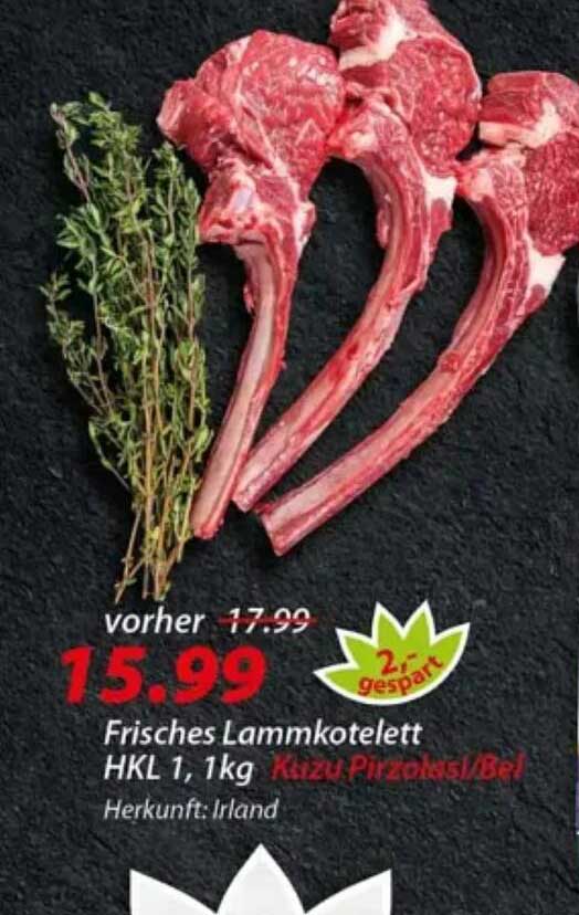 Frisches Lammkotelett HKL 1, 1kg Kuzu Pirzolasi/Bel Herkunft: Irland