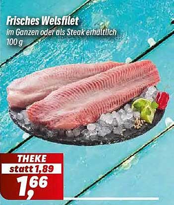 Frisches Welsfilet im Ganzen oder als Steak erhältlich 100 g