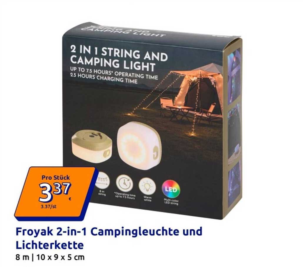 Froyak 2-in-1 Campingleuchte und Lichterkette