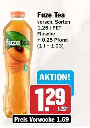 Fuze Tea versch. Sorten 1,25 l PET Flasche + 0.25 Pfand (1 l = 1.03)