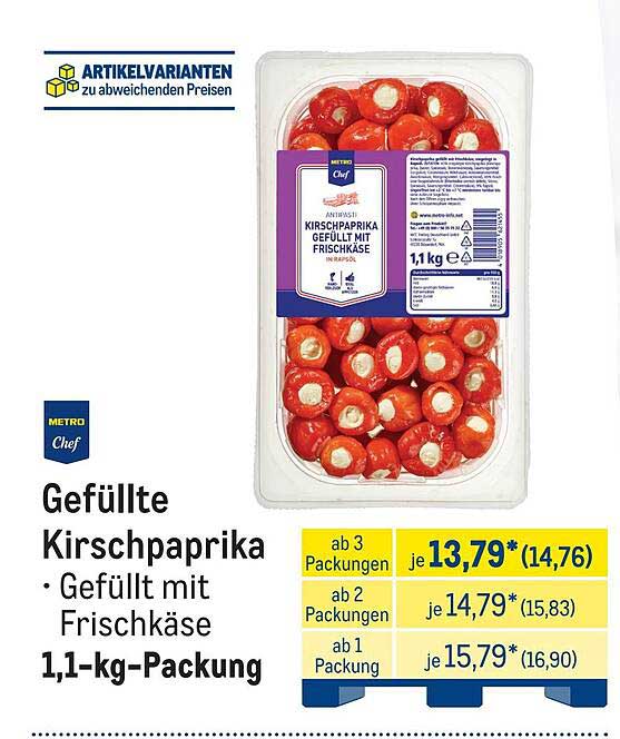 Gefüllte Kirschpaprika • Gefüllt mit Frischkäse 1,1-kg-Packung
