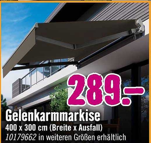 Gelenkarmmarkise 400 x 300 cm (Breite x Ausfall)
