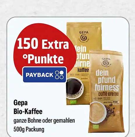 Gepa Bio-Kaffee ganze Bohne oder gemahlen 500g Packung