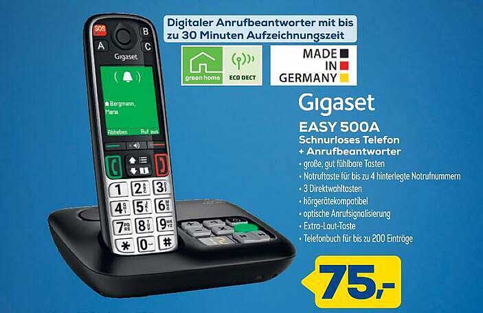 Gigaset EASY 500A Schnurloses Telefon + Anrufbeantworter