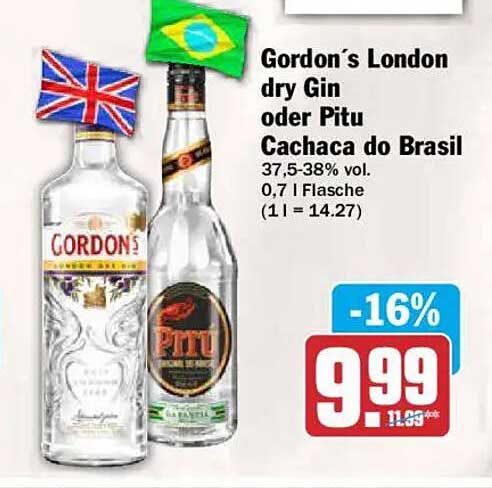 Gordon’s London dry Gin oder Pitu Cachaca do Brasil