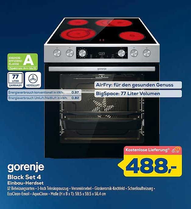 gorenje Black Set 4 Einbau-Herdset