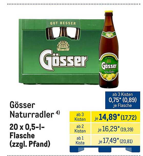 Gösser Naturradler 4) 20 x 0,5-l-Flasche (zzgl. Pfand)