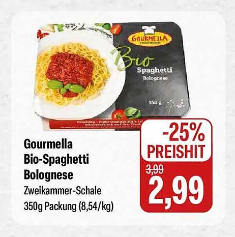 Gourmella Bio-Spaghetti Bolognese Zweikammer-Schale 350g Packung (8,54/kg)