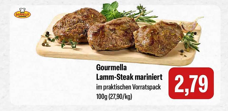 Gourmella Lamm-Steak mariniert im praktischen Vorratspack 100g (27,90/kg)