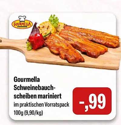Gourmella Schweinebauchscheiben mariniert im praktischen Vorratspack 100g (9,90/kg)