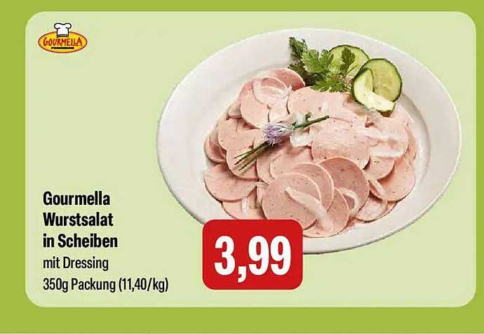 Gourmella Wurstsalat in Scheiben mit Dressing 350g Packung (11,40/kg)