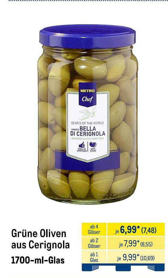 Grüne Oliven aus Cerignola 1700-ml-Glas