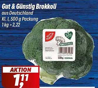 Gut & Günstig Brokkoli aus Deutschland Kl. I, 500 g Packung 1 kg = 2,22
