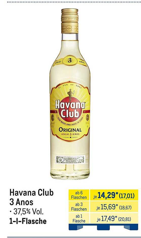 Havana Club 3 Anos - 37,5% Vol. 1-l-Flasche