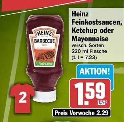 Heinz Feinkostsaucen, Ketchup oder Mayonnaise versch. Sorten 220 ml Flasche (1 l = 7.23)