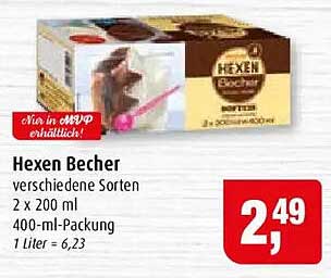 Hexen Becher verschiedene Sorten 2 x 200 ml 400-ml-Packung 1 Liter = 6,23