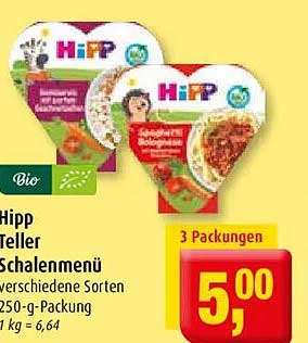 Hipp Teller Schalenmenü verschiedene Sorten 250-g-Packung 1 kg = 6,64