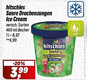 hitschies Saure Drachenzungen Ice Cream versch. Sorten 460 ml Becher 1 l = 8,67 **4,99