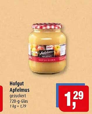 Hofgut Apfelmus gezuckert 720-g-Glas