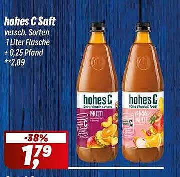 hohes C Saft versch. Sorten 1 Liter Flasche + 0,25 Pfand **2,89