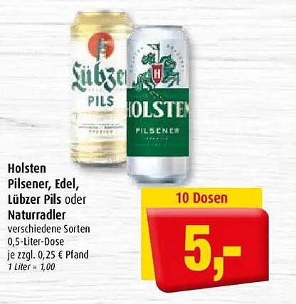 Holsten Pilsener, Edel, Lübzer Pils oder Naturradler