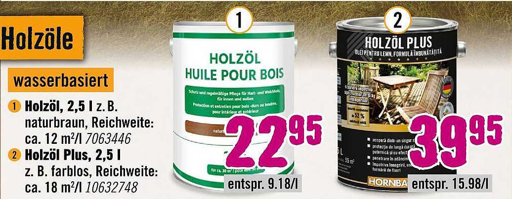 Holzöl, 2,5 l z. B. naturbraun, Reichweite: ca. 12 m²/l 7063446