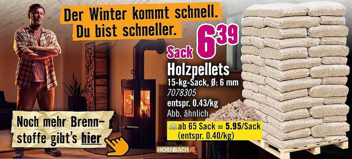Holzpellets 15-kg-Sack, Ø: 6 mm