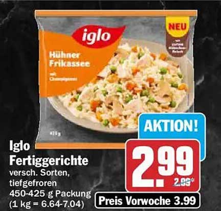 Iglo Fertiggerichte versch. Sorten, tiefgefroren 450-425 g Packung (1 kg = 6.64-7.04)