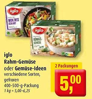 iglo Rahm-Gemüse oder Gemüse-Ideen verschiedene Sorten, gefroren, 400-500-g-Packung, 1 kg = 5,00-6,25