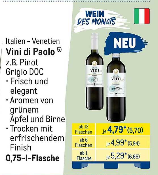 Italien - Venetien Vini di Paolo z.B. Pinot Grigio DOC