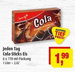 Jeden Tag Cola-Sticks Eis 6 x 110-ml-Packung 1 Liter = 3,02