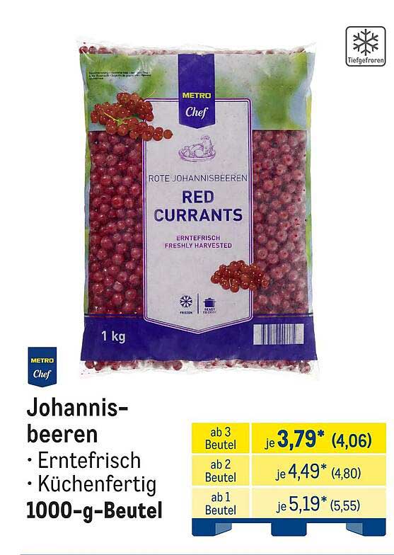 Johannisbeeren · Erntefrisch · Küchenfertig 1000-g-Beutel
