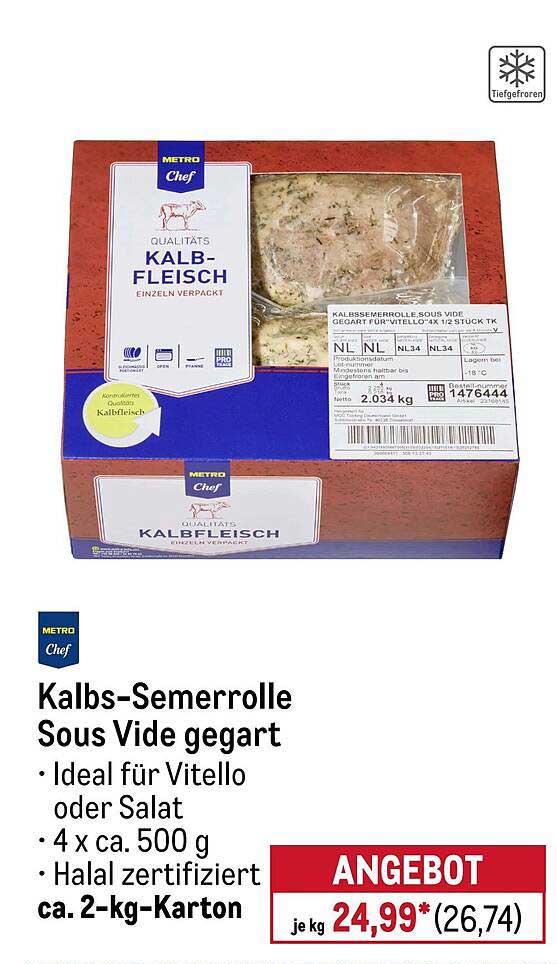 Kalbs-Semerolle Sous Vide gegart