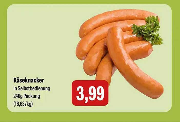 Käseknacker in Selbstbedienung 240g Packung (16,63/kg)