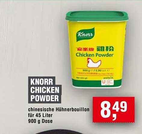 KNORR CHICKEN POWDER chinesische Hühnerbouillon für 45 Liter 900 g Dose