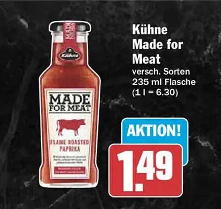 Kühne Made for Meat versch. Sorten 235 ml Flasche (1 l = 6.30)